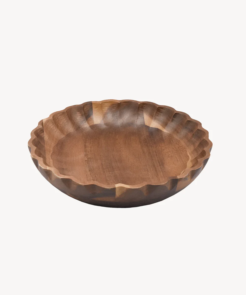 Acacia houten serveerschaal geribbeld | 20 cm - Image 3