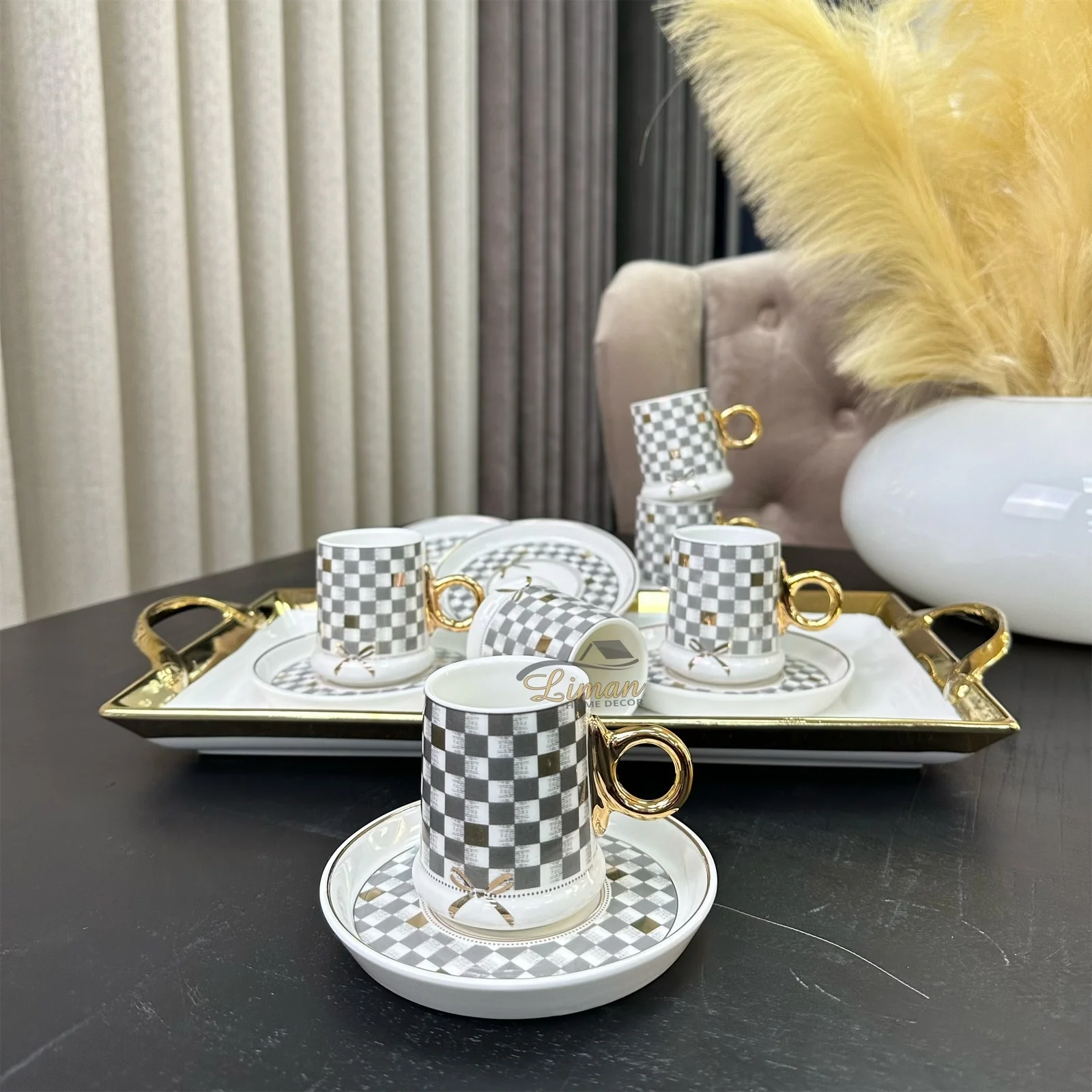 ACR Almond Espressoset 12 Delig | 6 Persoons Grijs