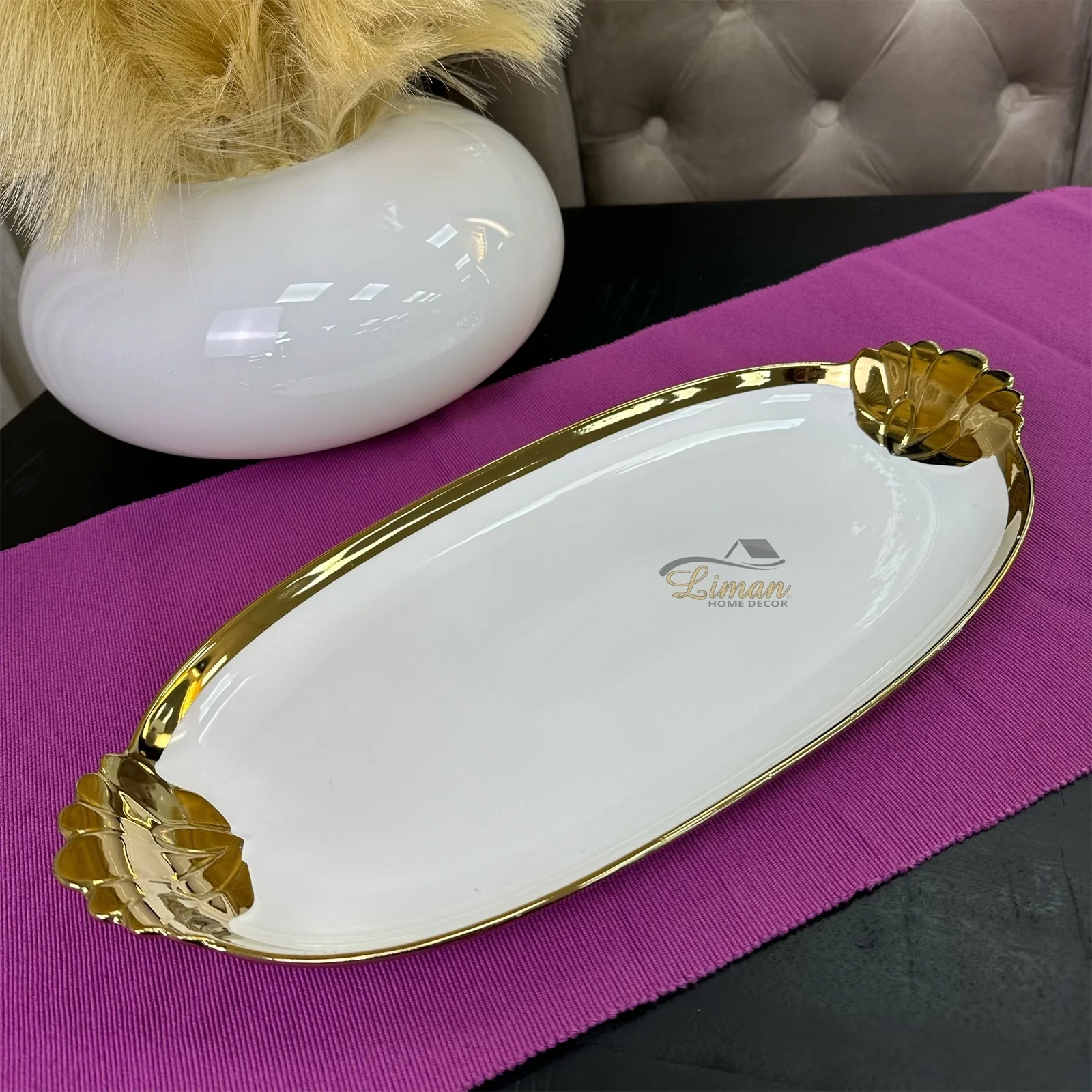 ACR Lotus Ovaal Dienblad 40 X 20 cm Goud - Image 2