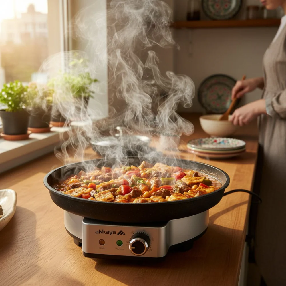 Akkaya Steinrapen Elektrische Pizza- & Tafeloven – Anti-aanbak – Veelzijdig Koken voor Pizza /  Pannenkoeken - Image 2