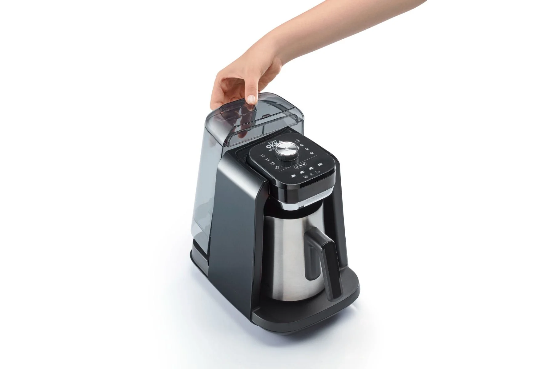 Arzum OKKA Rich Spin Pro Turkse koffiemachine met waterreservoir chroomkleur