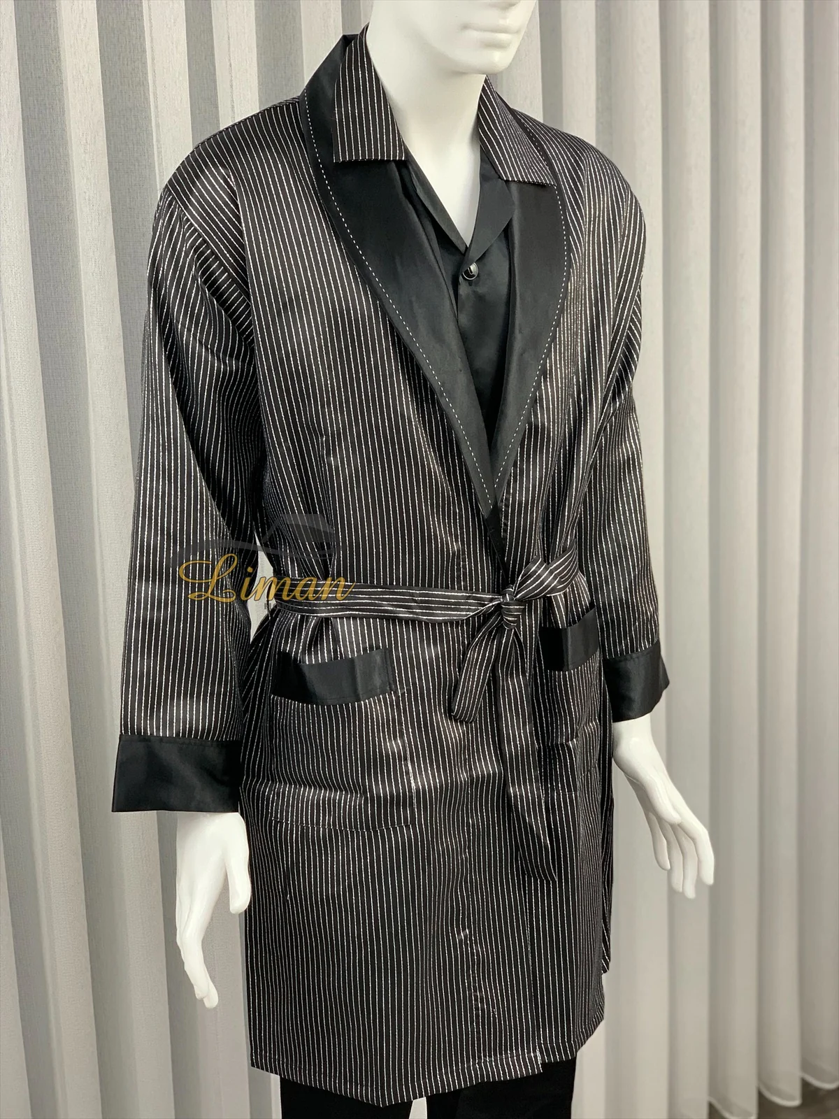 Batista 4 Delig Luxe Satijnen Mannen Pyjama Set Zwart - Image 5