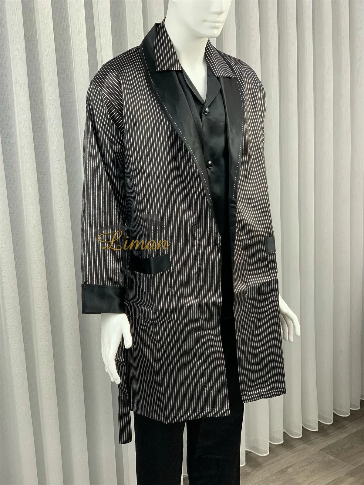 Batista 4 Delig Luxe Satijnen Mannen Pyjama Set Zwart - Image 6