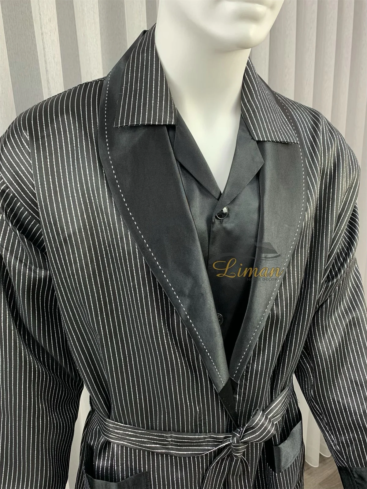 Batista 4 Delig Luxe Satijnen Mannen Pyjama Set Zwart - Image 8