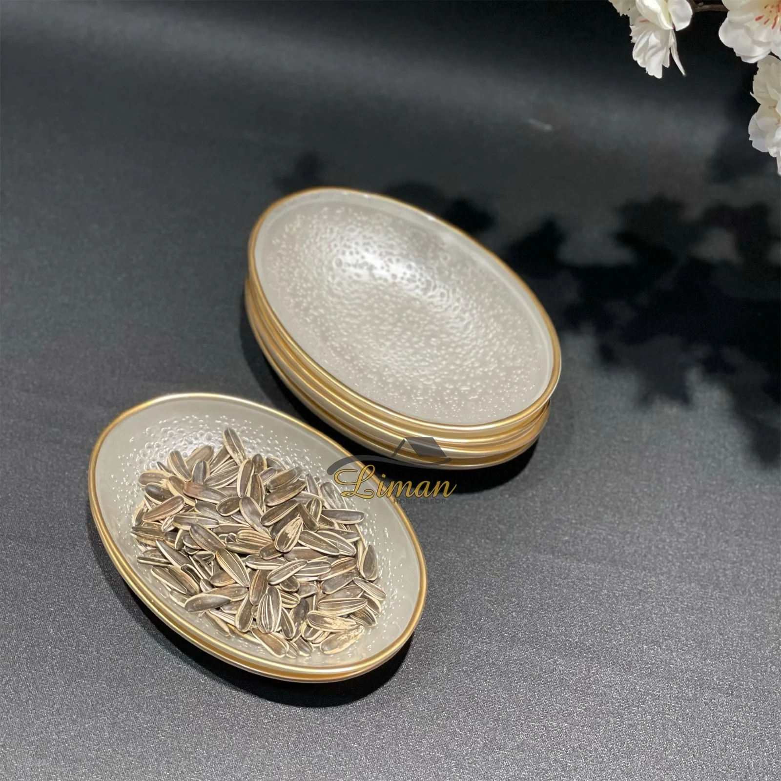 Bricard Crispy Ovaal Kommenset 18 x 11 cm Wit - Goud 6 Delig - Image 2
