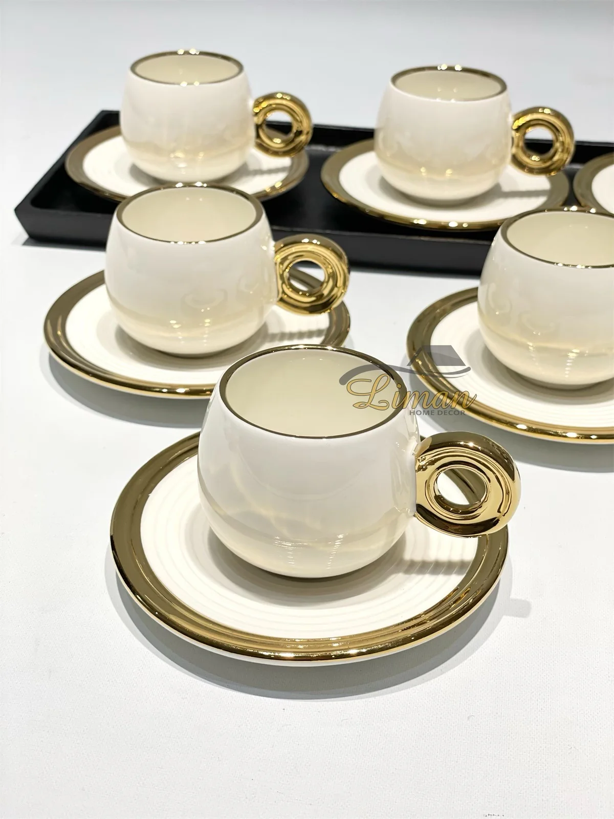 Bricard Queen Espressoset Wit - Goud 12 Delig | 6 Persoons - Image 2