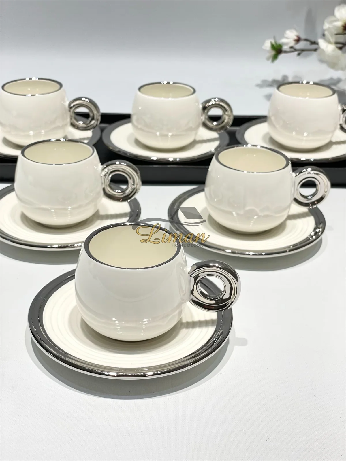 Bricard Queen Espressoset Wit - Zilver 12 Delig | 6 Persoons - Image 2