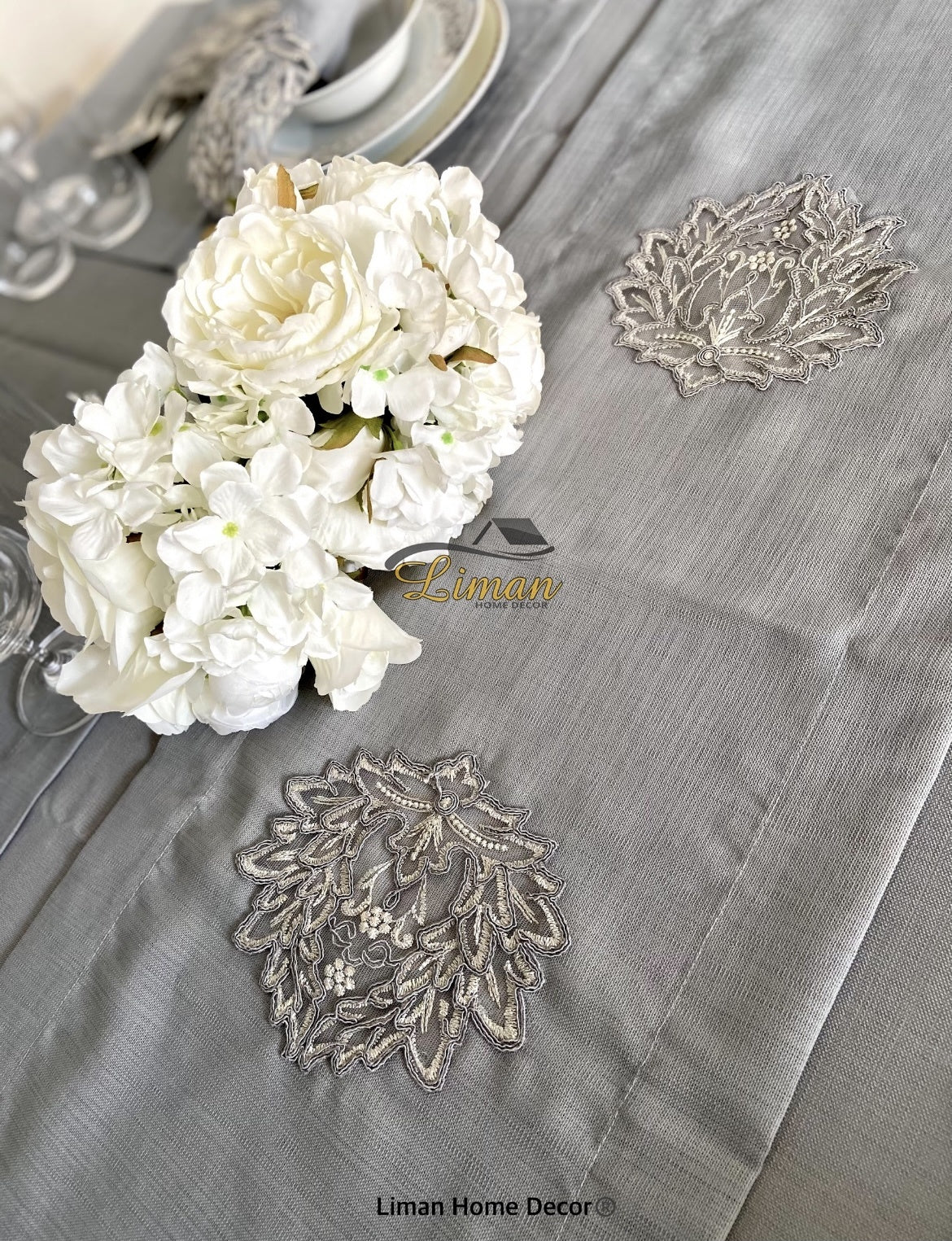 Cinar Tafelkleed Set Met Placemat Grijs 34 Dlg - Image 10