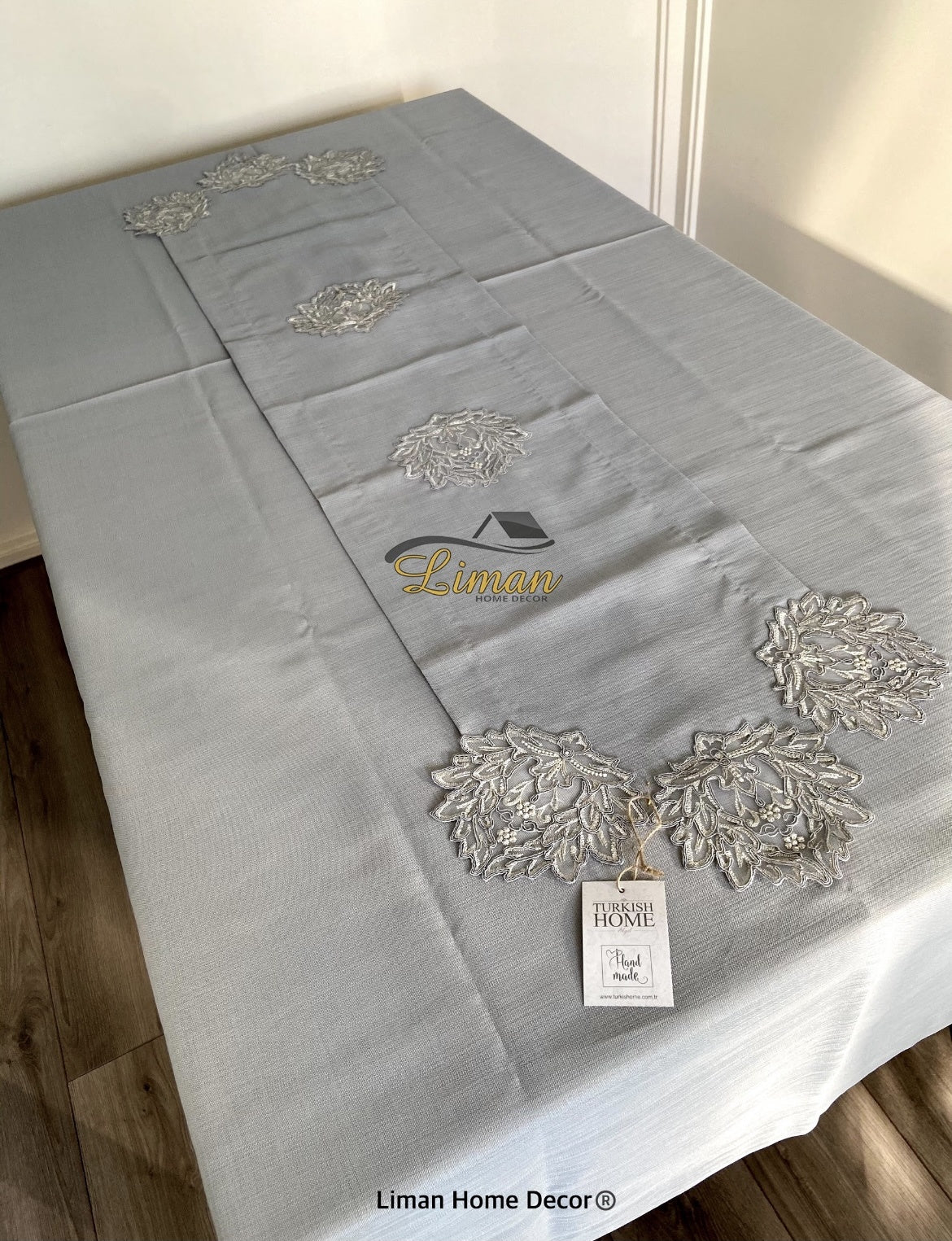 Cinar Tafelkleed Set Met Placemat Grijs 34 Dlg - Image 7
