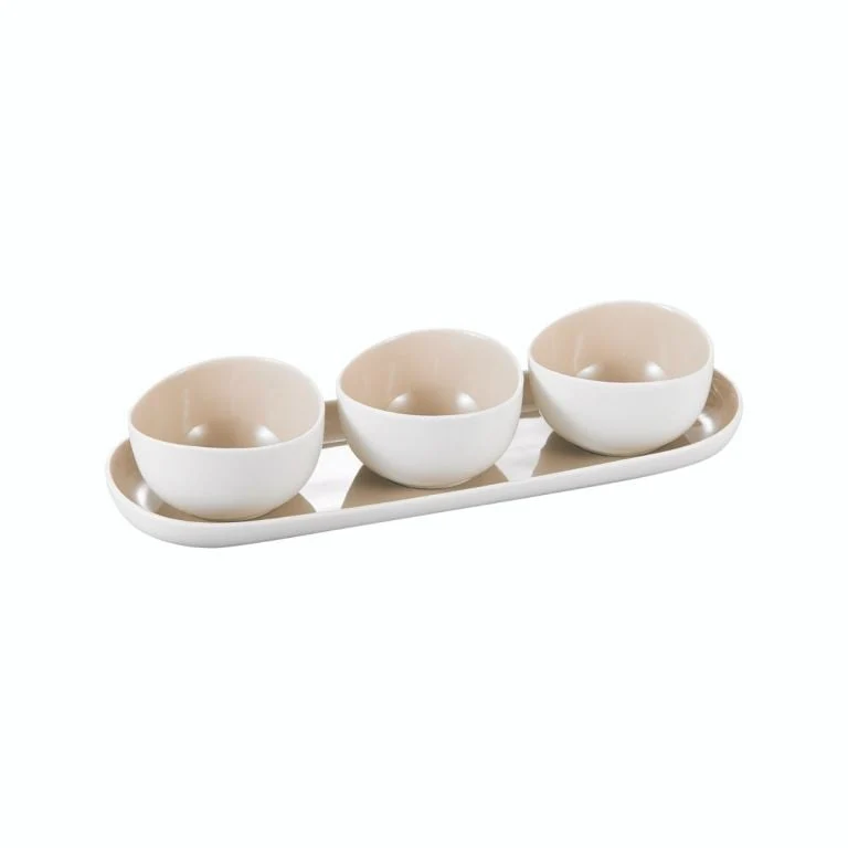 Cupido / Colmar Schalenset | Beige - Wit 4 Delig  (Barles / Perla)| Japandi Organisch Vorm