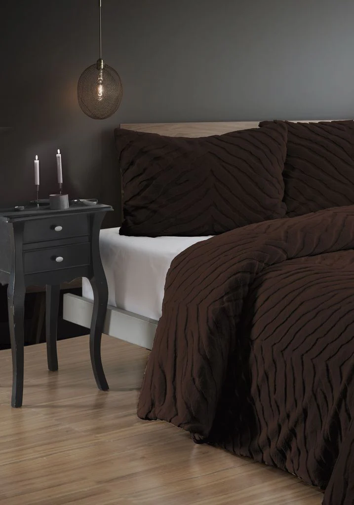 Diamond 3-delige Zebra Bont Comforter (Dekbedset) – 220x240 cm – Bruin