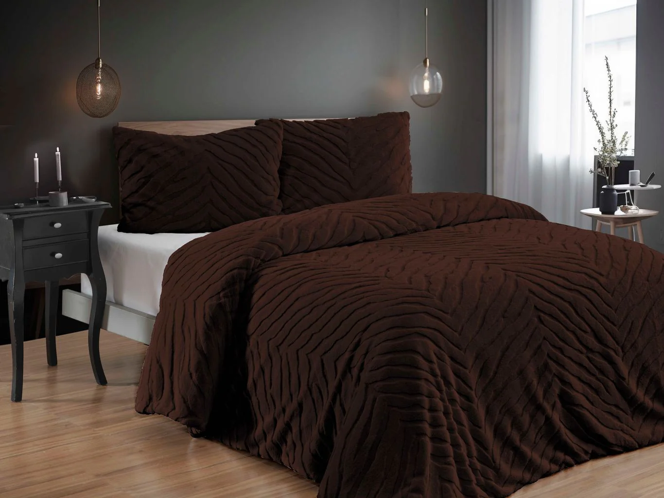 Diamond 3-delige Zebra Bont Comforter (Dekbedset) – 220x240 cm – Bruin - Image 3