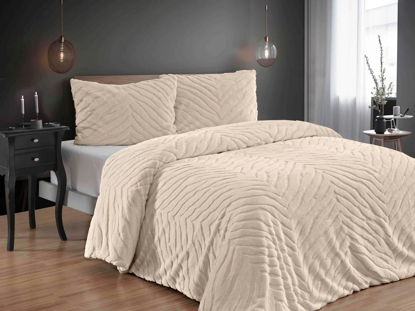Diamond 3-delige Zebra Bont Comforter (Dekbedset) – 220x240 cm – Beige - Image 3
