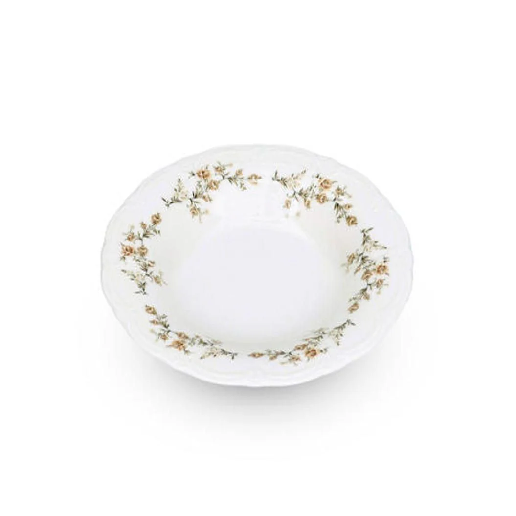 Diep bord 23,5/14xH4cm brown flower Retro