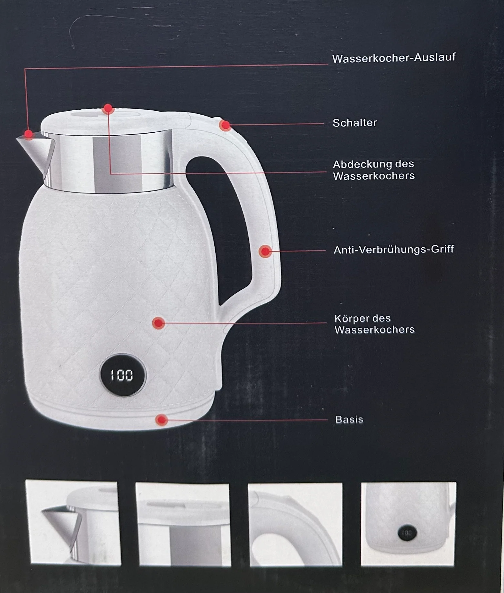 Easy Diamond Waterkoker Cream / Grijs / Zwart - Image 5