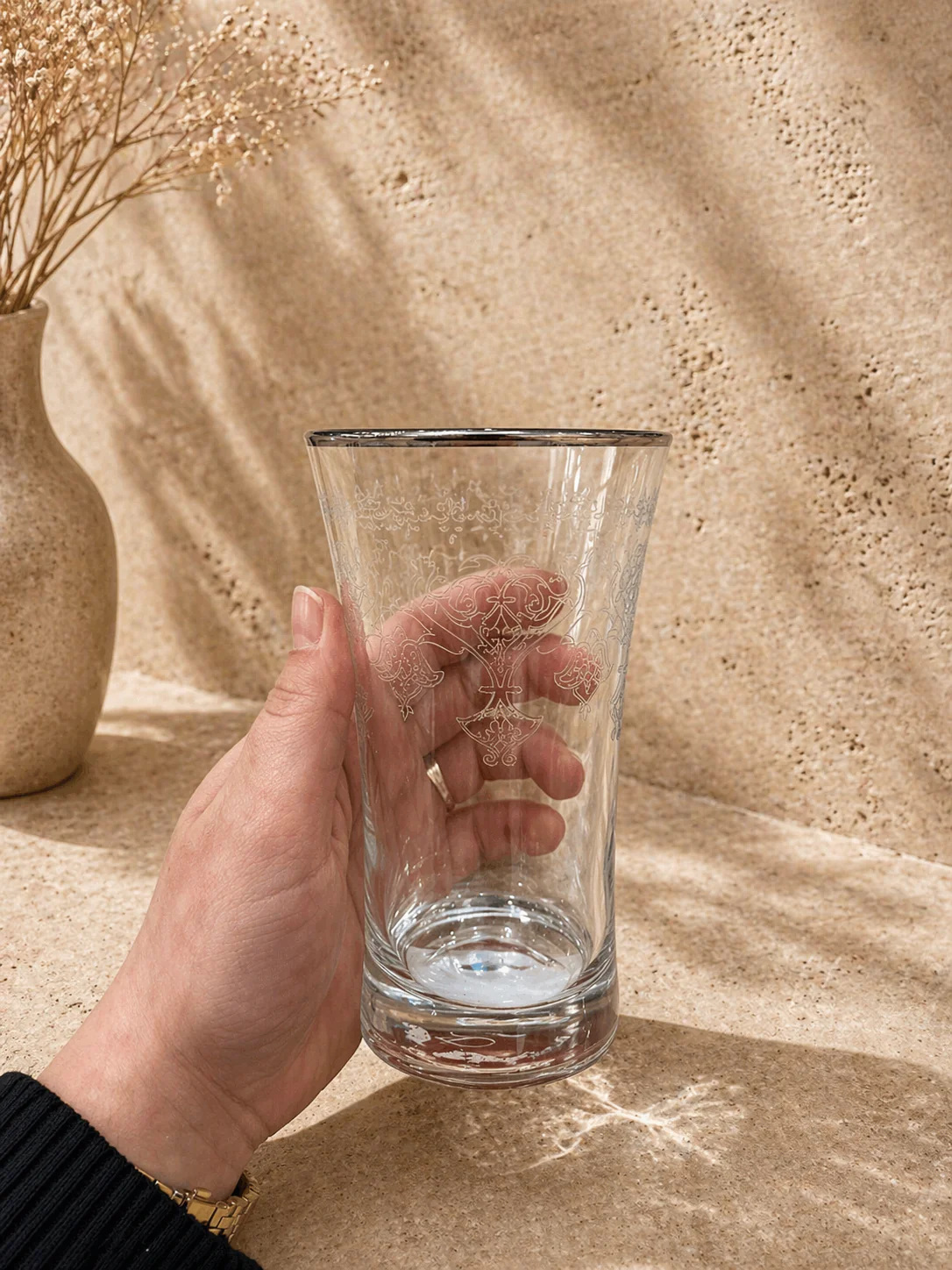 ESCO BUTIK LONGDRINK GLAZEN ZILVER ( 6 DELIG )