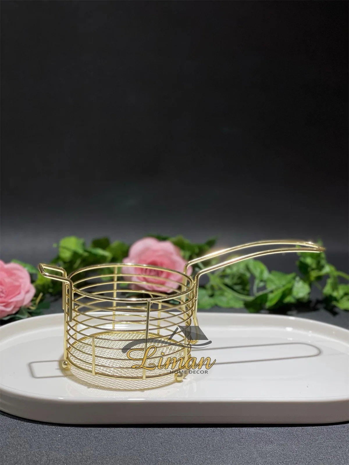 Frietenmand 11xH7cm goud Wire Ware