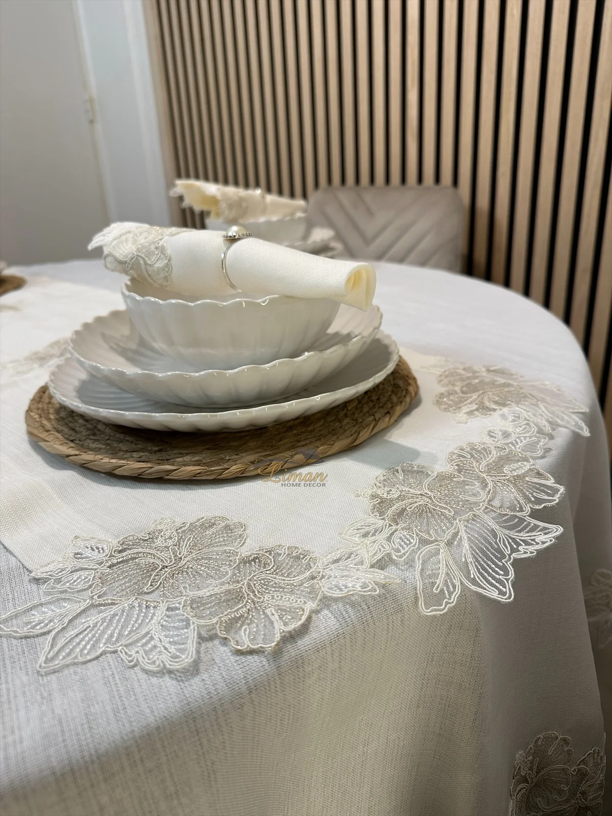 Gelincik Tafelkleed Set Met Server Cream 18 Delig - Image 4
