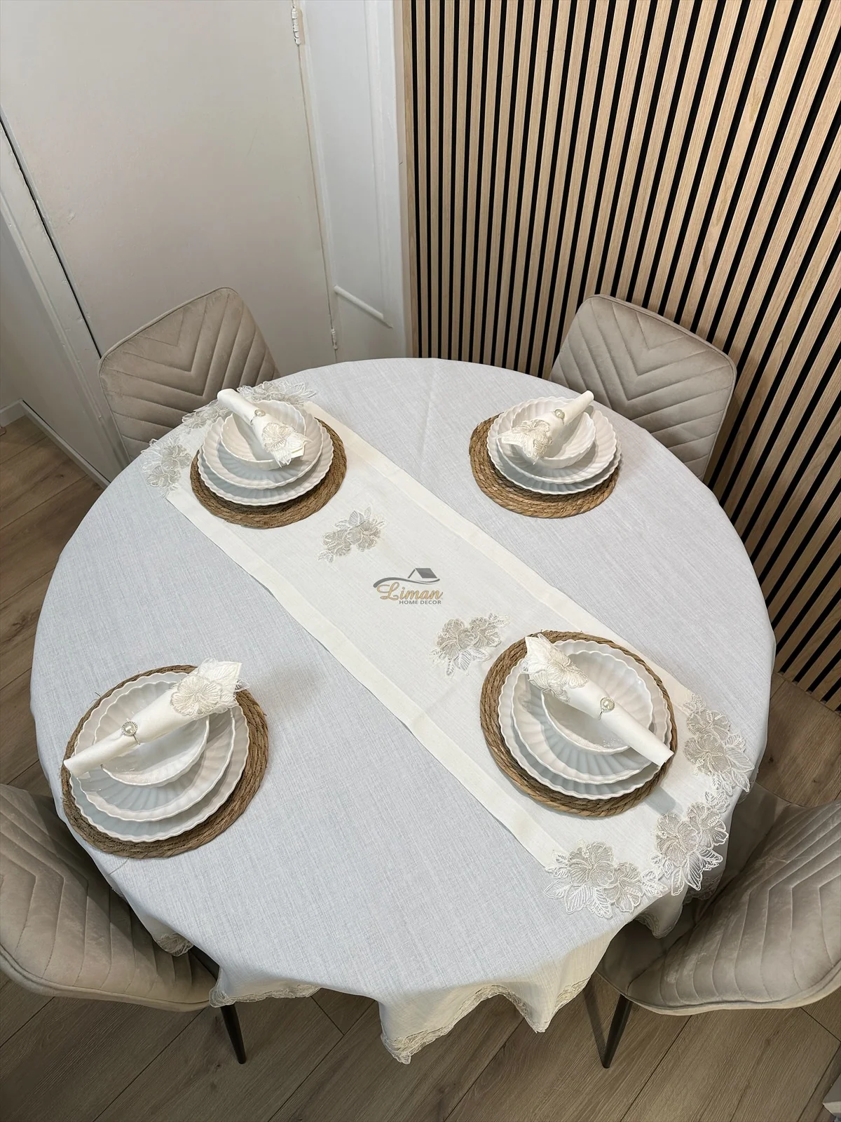 Gelincik Tafelkleed Set Met Server Cream 18 Delig - Image 5
