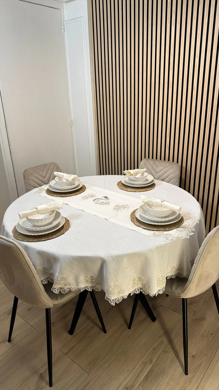 Gelincik Tafelkleed Set Met Server Cream 18 Delig - Image 7