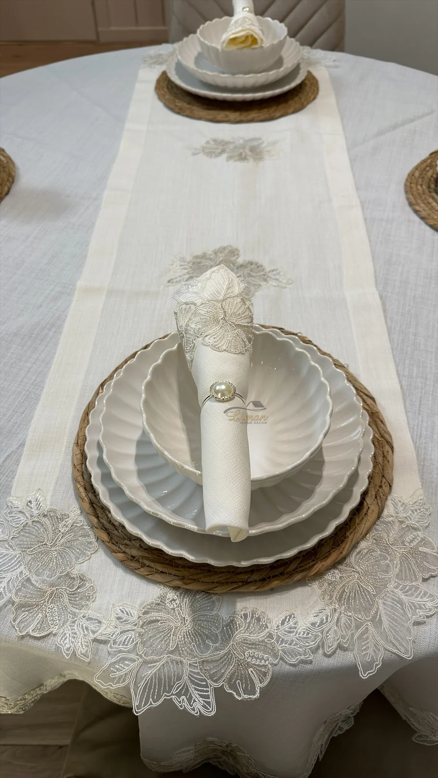 Gelincik Tafelkleed Set Met Server Cream 18 Delig - Image 9