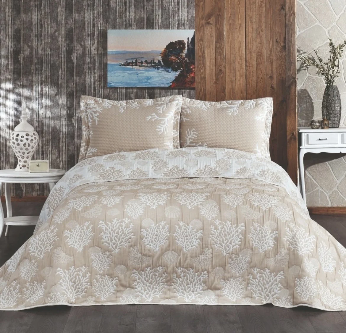 Ipekce Bella Bedspreiset 1-Persoons 2- Delig Beige