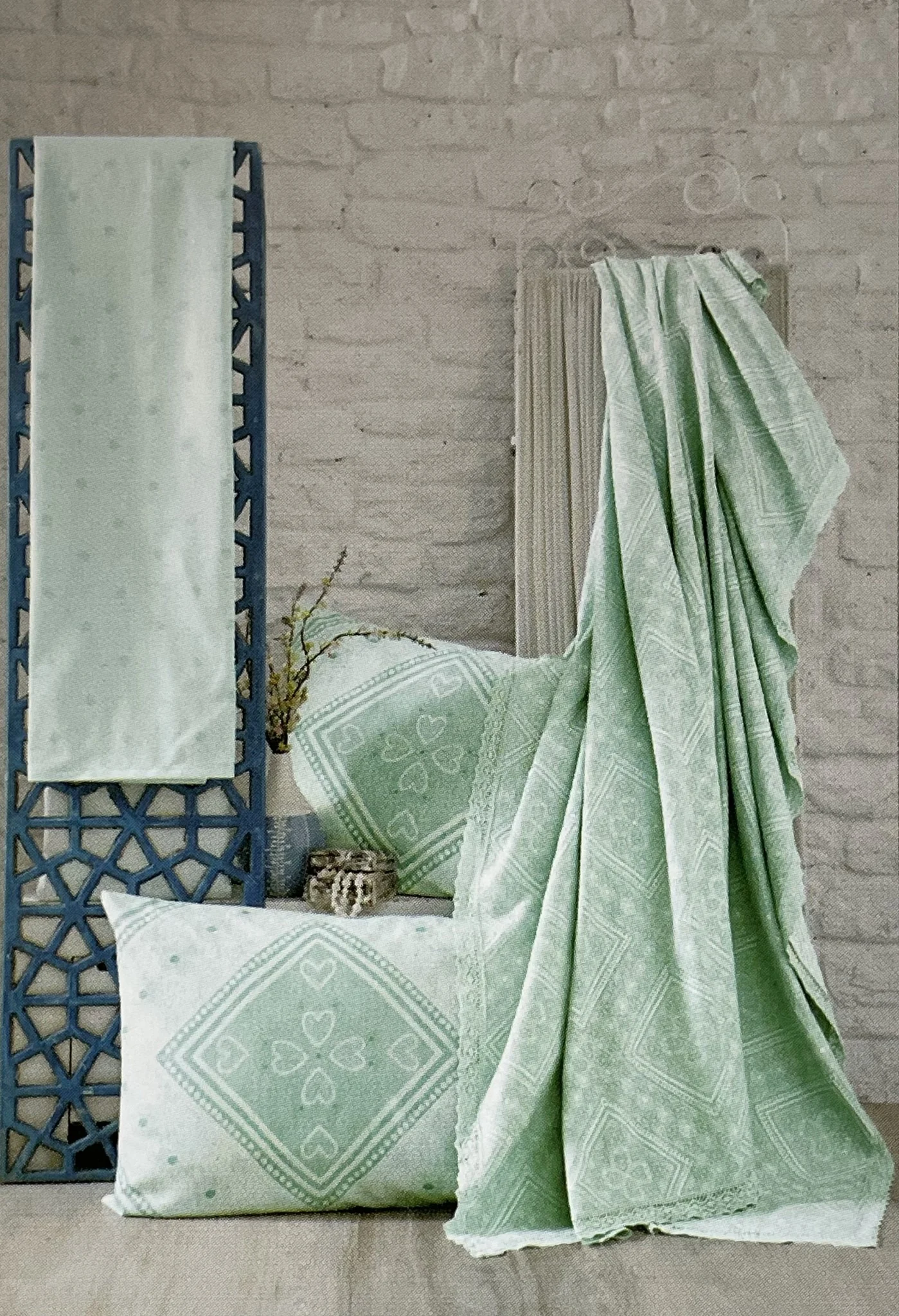 Ipekce Bia Bedspreiset 3 Delig Mint
