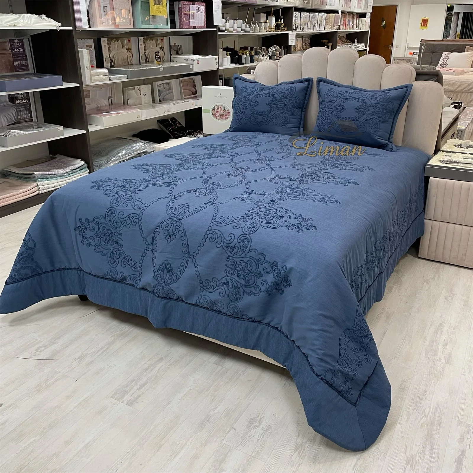 Ipekce Harem Bedspreiset 3 Delig Blauw - Image 2