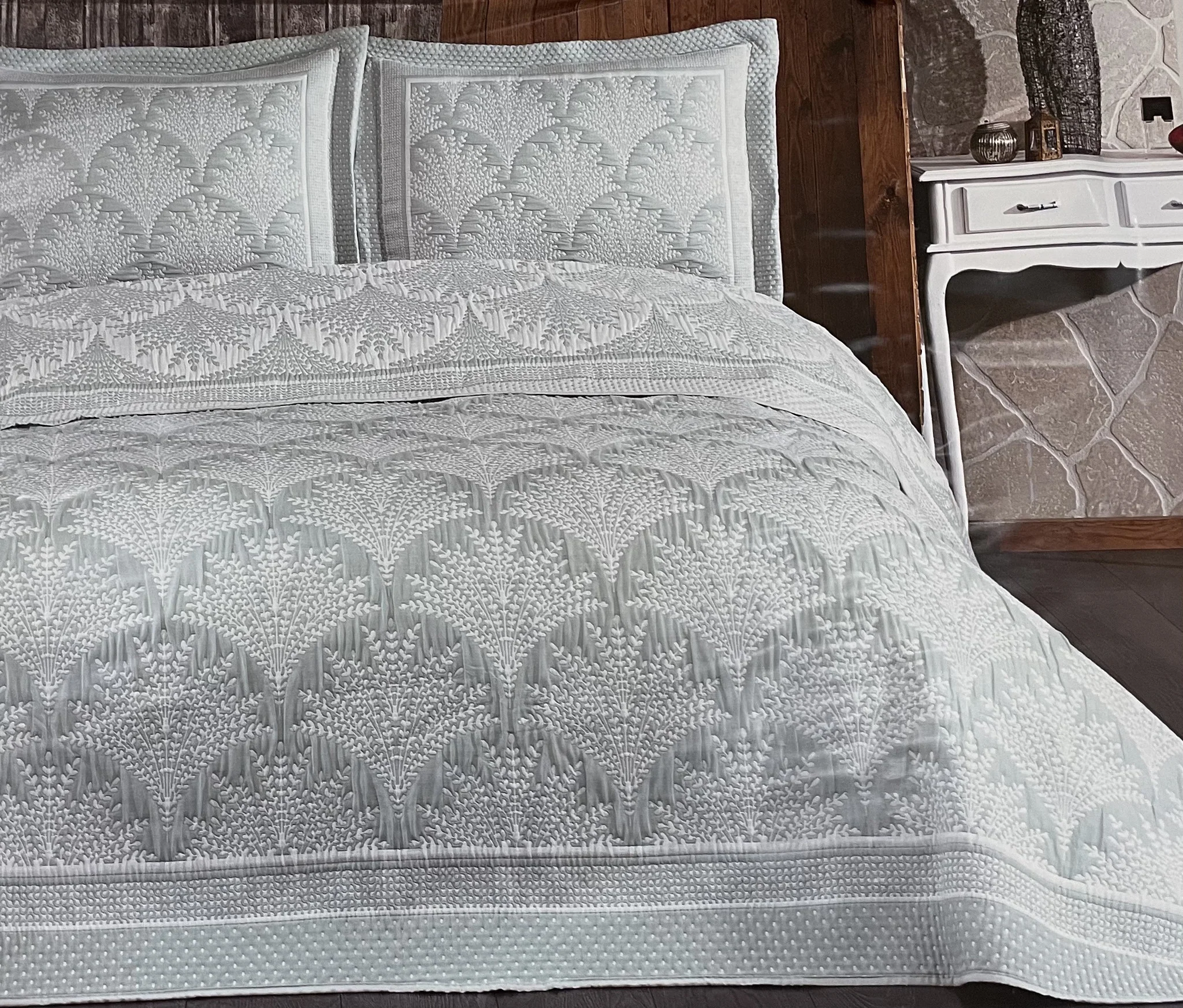 Ipekce Iris Bedspreiset 3 Delig Mint