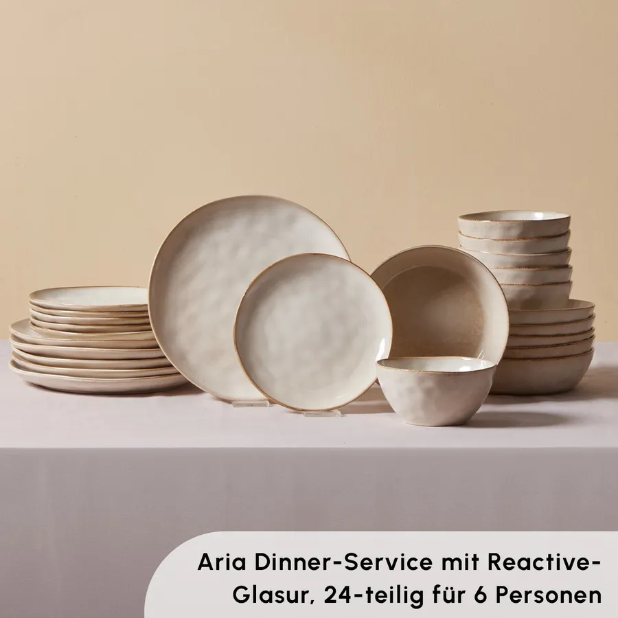 Karaca Aria Beige Reactive Serviesset 24 Delig | 6 Persoons - Image 7