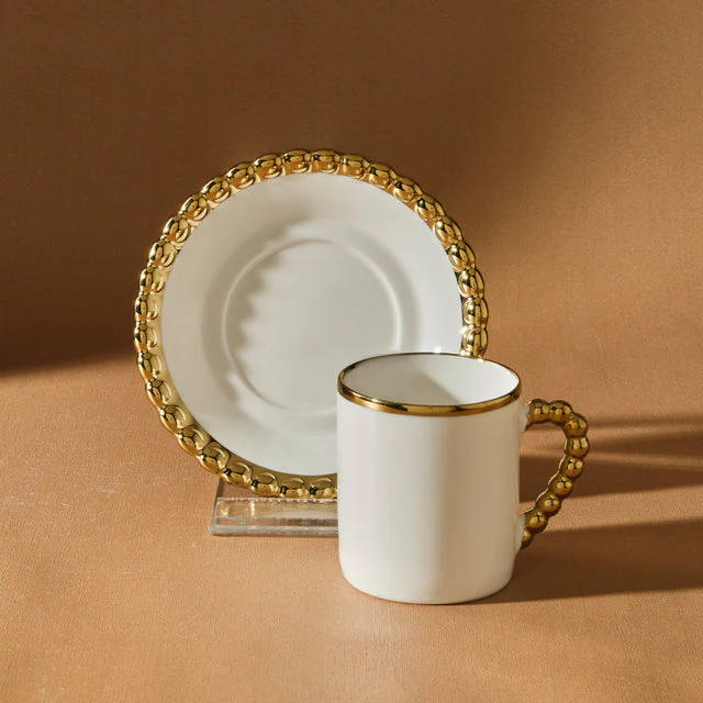 Karaca Boncuk Espressoset 12 delig | 6 persoons Gold - Image 2
