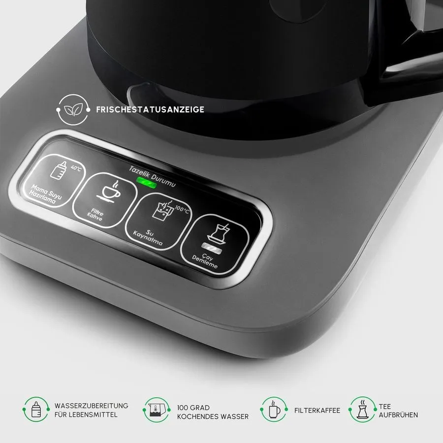Karaca Caysever Robotea Pro 4 in 1 Elektrische Theepot / Filterkoffie Grijs - Image 5