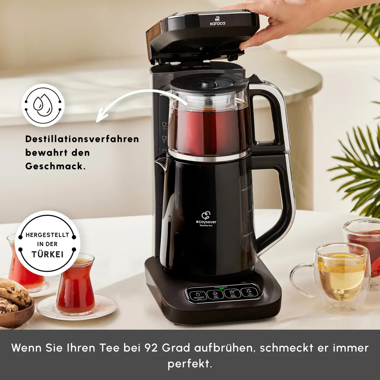 Karaca Caysever Robotea Pro 4 in 1 Elektrische Theepot / Filterkoffie Chrome - Zwart - Image 5
