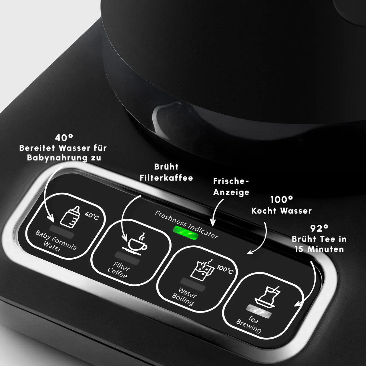 Karaca Caysever Robotea Pro 4 in 1 Elektrische Theepot / Filterkoffie Chrome - Zwart - Image 6