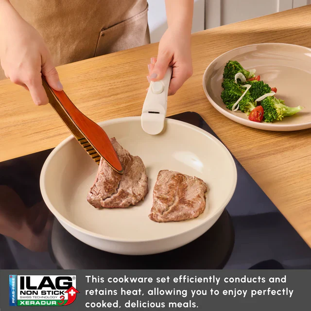 Karaca Ceramica Comfort 6-Delige Anti-Aanbak Pannenset Crème - Image 3