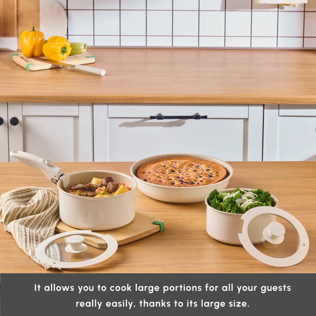 Karaca Ceramica Comfort 6-Delige Anti-Aanbak Pannenset Crème - Image 6