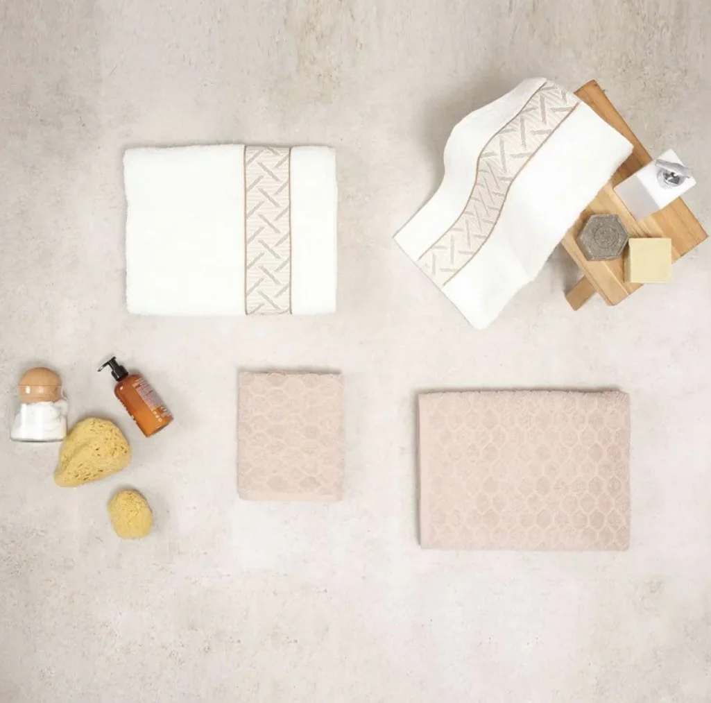 Karaca Home Mencia Offwhite-Beige Handdoek set 4 Delig