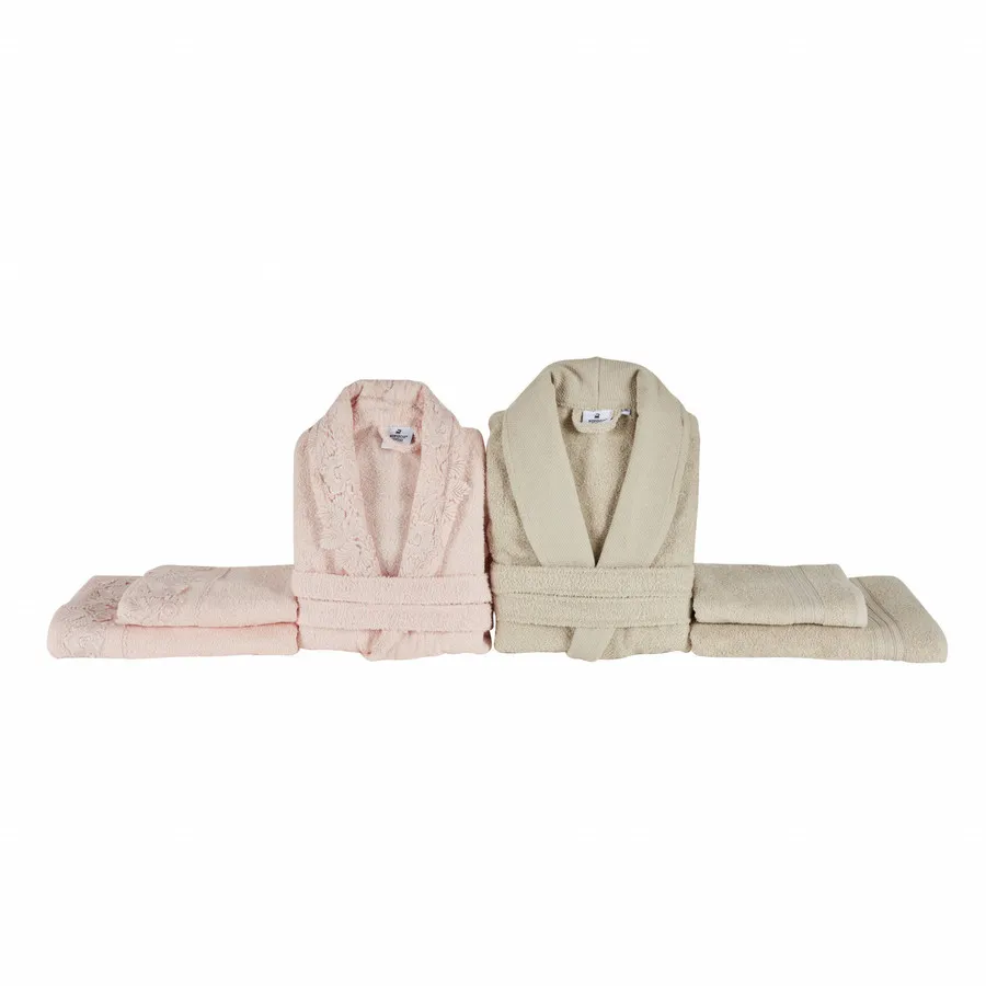 Karaca Home Shine Family  Badjas set Powder Beige - Image 5