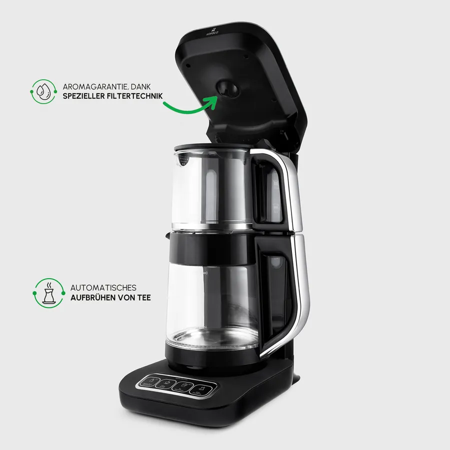 Karaca Çaysever Robotea Pro 4 in 1 automatische glas thee Machine Zwart Chroom - Image 5