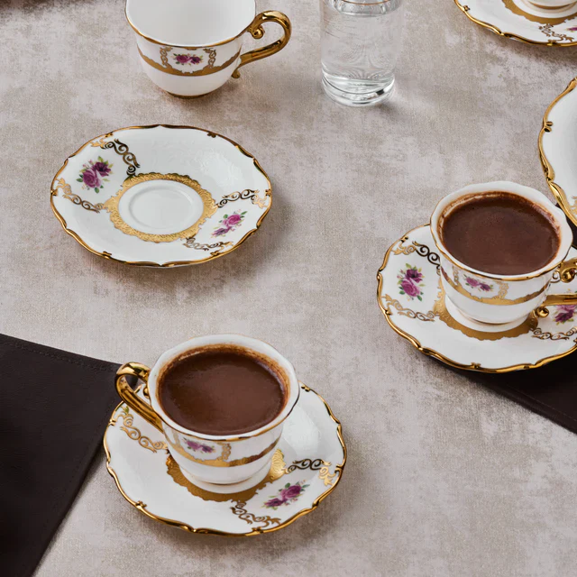KARACA ROYAL BONE ELIZABETH ESPRESSOSET 12 DELIG |6 PERSOONS