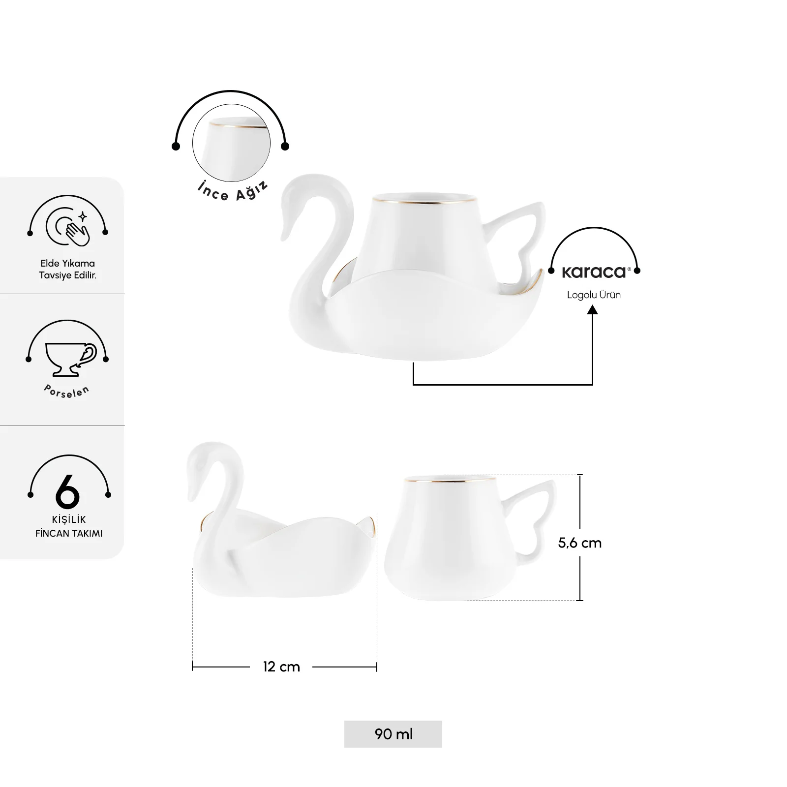 Karaca swan Espressoset 12 delig | 6 Persoons - Image 2