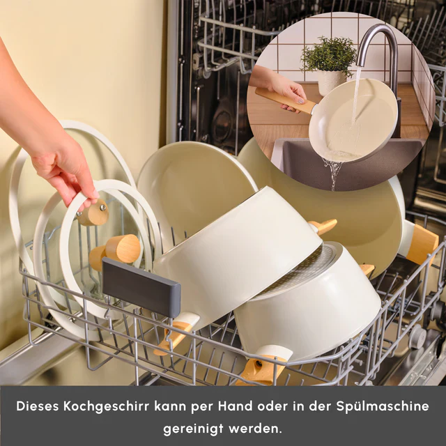 Karaca Swiss Crystal Almond Cream Inductie-Gebaseerde 7-Delige Pannen Set - Antikleef - PFAS Vrij - Image 3