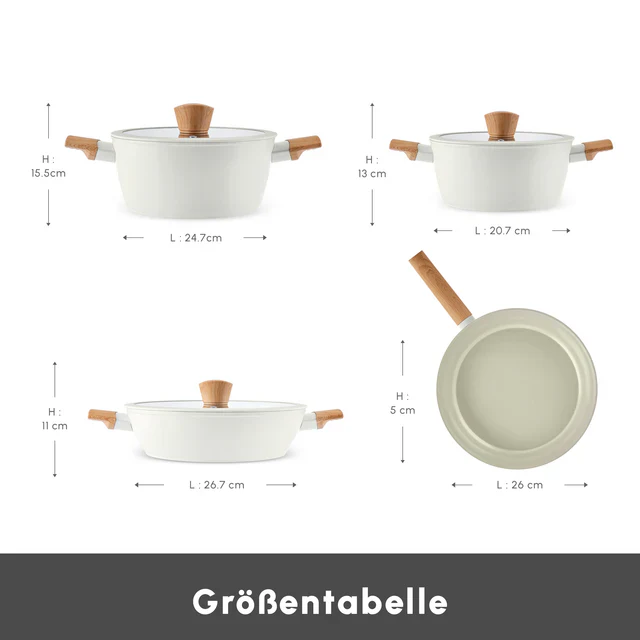 Karaca Swiss Crystal Almond Cream Inductie-Gebaseerde 7-Delige Pannen Set - Antikleef - PFAS Vrij - Image 5