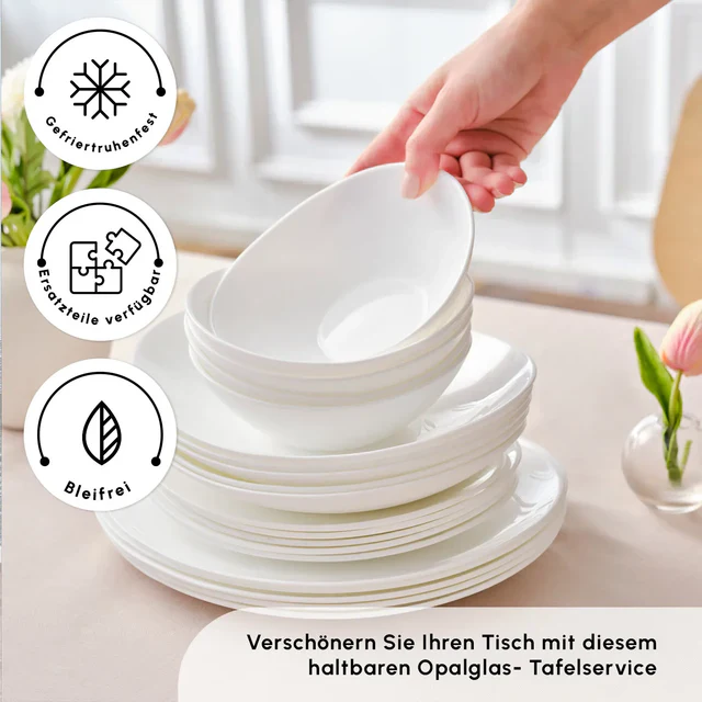 Karaca White Pure Opal Glas Serviesset 24 Delig | 6 Persoons - Image 4