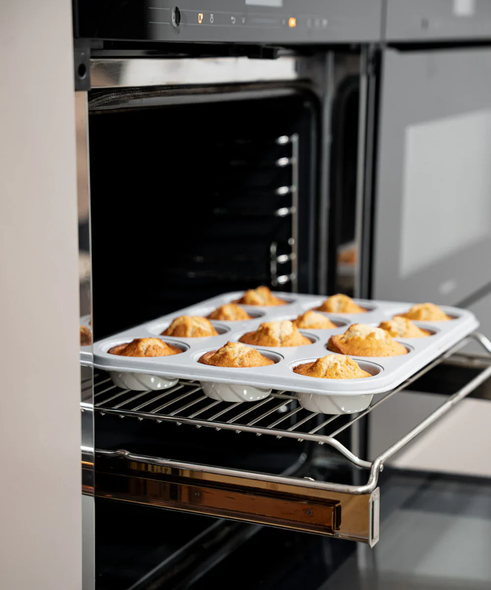 Keramische muffinvorm beige – 12-Vaks, PFAS-vrij, Antiaanbak