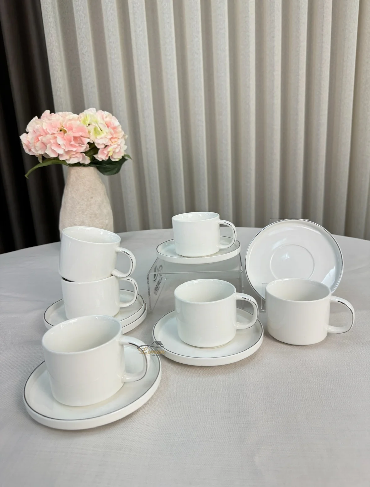 Koffieset 12 Delig | 6 Persoons Wit - Zilver - Image 4