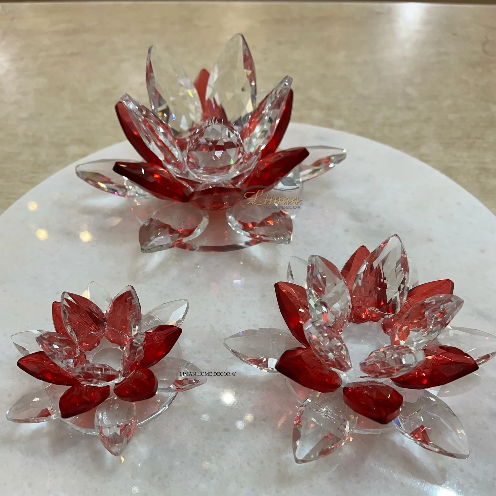 KRISTAL NILUFER DECORATIE ROOD 3 DELIG