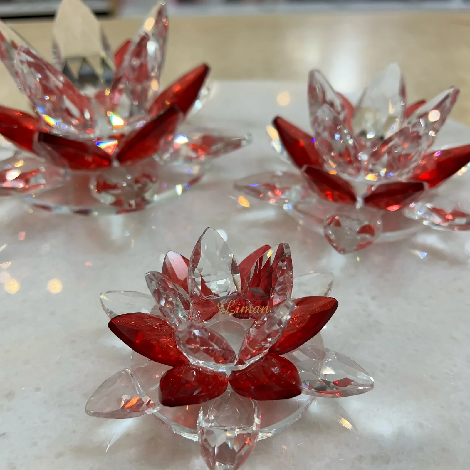 KRISTAL NILUFER DECORATIE ROOD 3 DELIG - Image 2