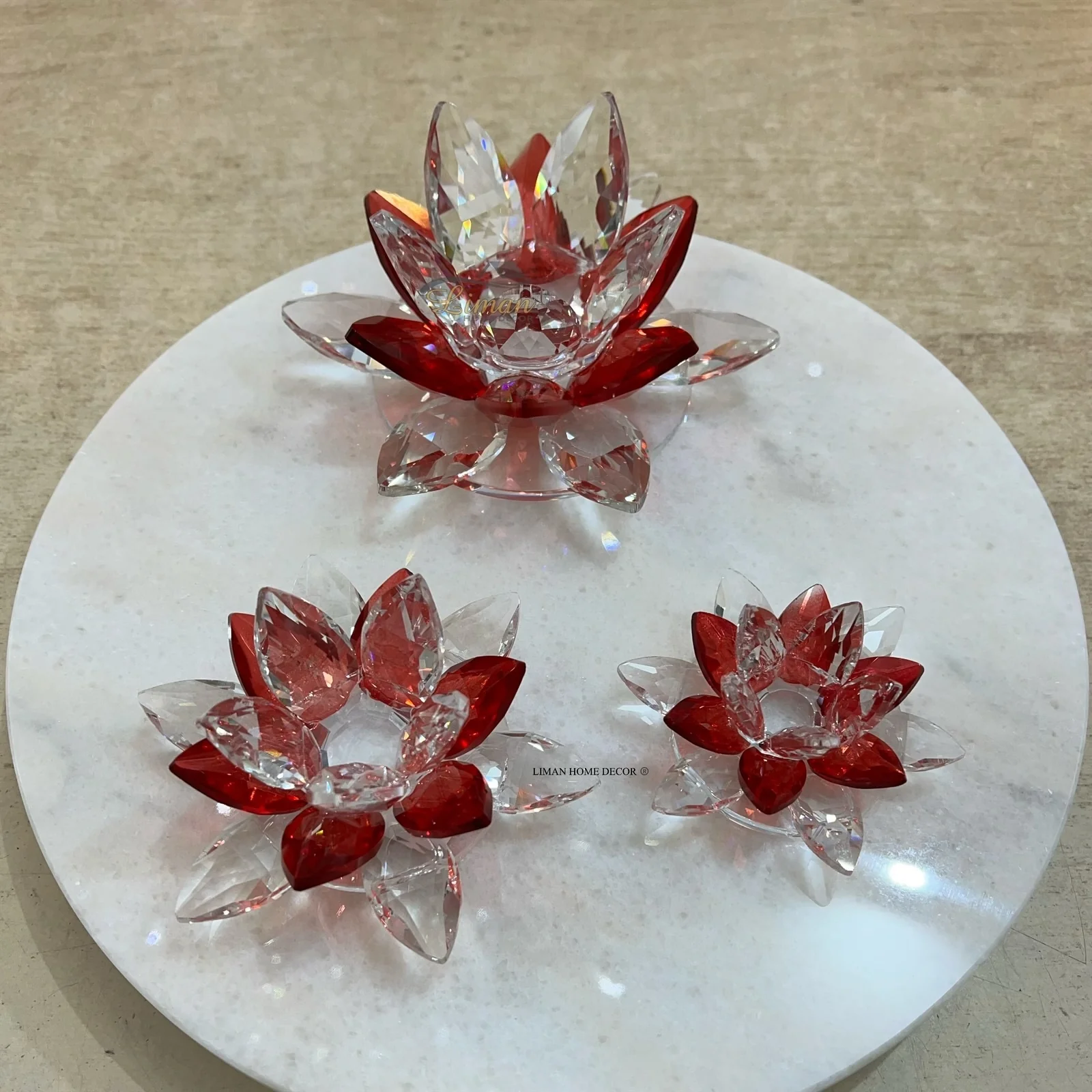 KRISTAL NILUFER DECORATIE ROOD 3 DELIG - Image 3