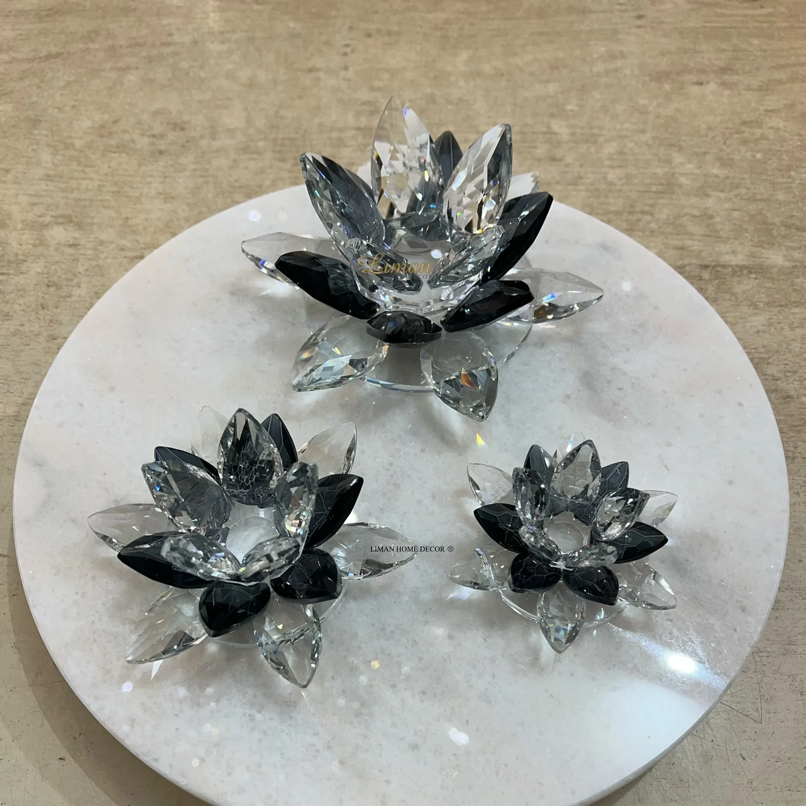 KRISTAL NILUFER DECORATIE ZWART 3 DELIG - Image 3